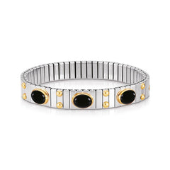 Nomination Armbander XTE MEDIUM Edelstahl und 18K-Gold mit 3 Edelsteinen (002_ACHAT SCHWARZ)