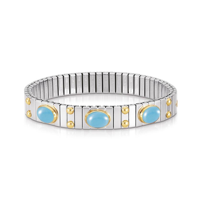 Nomination Armbander XTE MEDIUM Edelstahl und 18K-Gold mit 3 Edelsteinen (006_TURKIS)