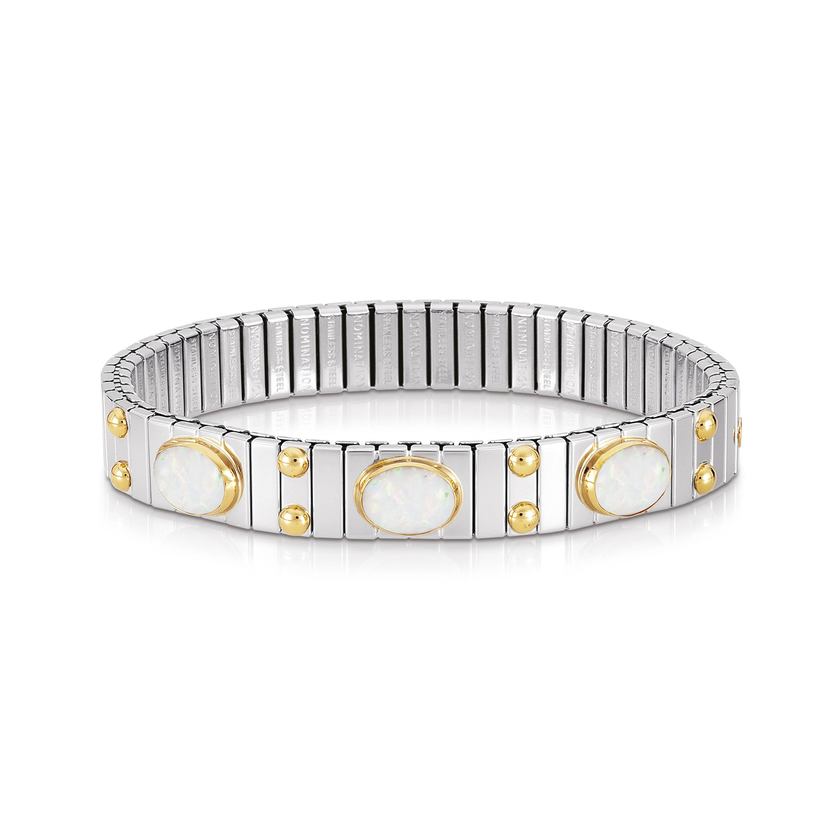 Nomination Armbander XTE MEDIUM Edelstahl und 18K-Gold mit 3 Edelsteinen (007_OPAL WEISS)