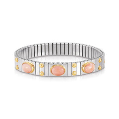 Nomination Armbander XTE MEDIUM Edelstahl und 18K-Gold mit 3 Edelsteinen (010_KORALLE ROSA)