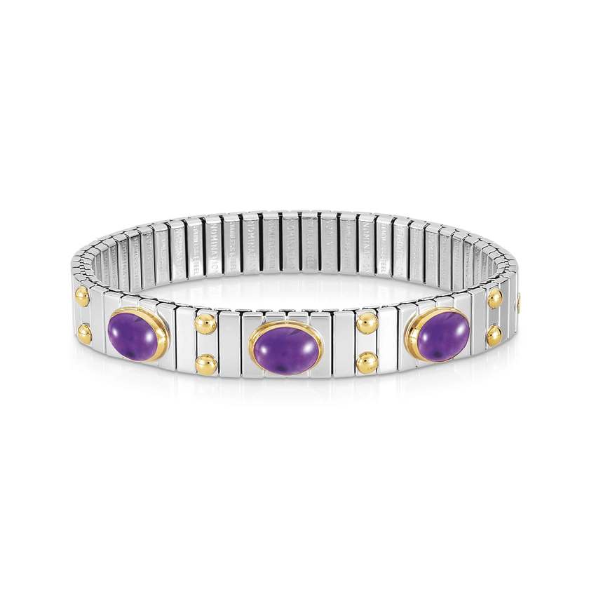 Nomination Armbander XTE MEDIUM Edelstahl und 18K-Gold mit 3 Halbedelsteinen (002_AMETHYST)
