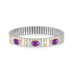Nomination Armbander XTE MEDIUM Edelstahl und 18K-Gold mit 3 Halbedelsteinen (002_AMETHYST)