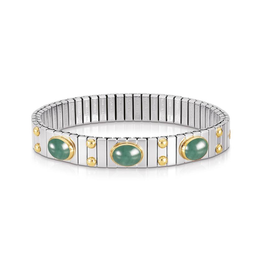 Nomination Armbander XTE MEDIUM Edelstahl und 18K-Gold mit 3 Halbedelsteinen (009_SMARAGD)