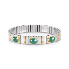 Nomination Armbander XTE MEDIUM Edelstahl und 18K-Gold mit 3 Halbedelsteinen (009_SMARAGD)