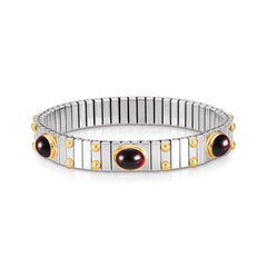 Nomination Armbander XTE MEDIUM Edelstahl und 18K-Gold mit 6 Halbedelsteinen (003_GRANAT)