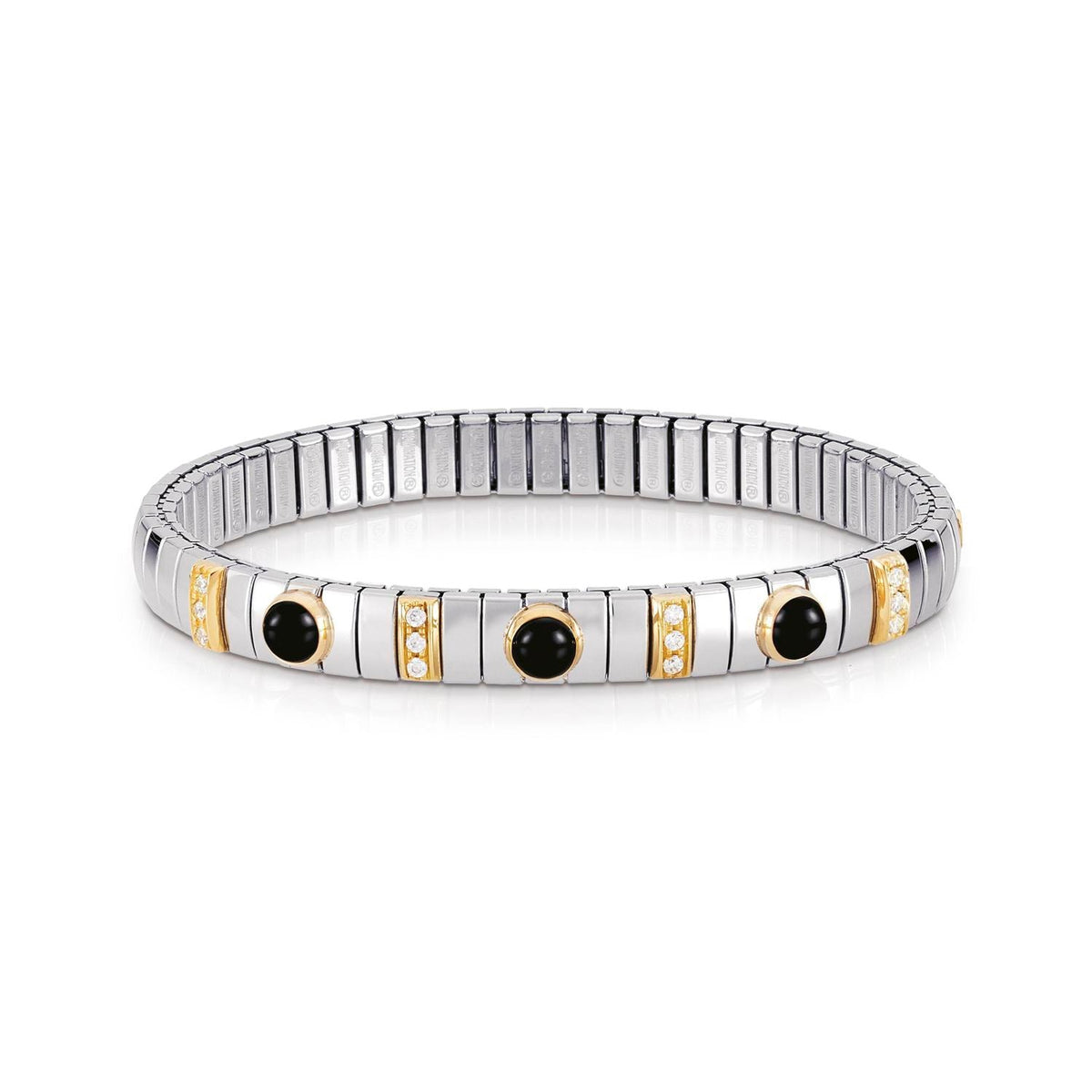 Nomination Armbander N,Y, SMALL Edelstahl, 18K-Gold, Cub, Zirc und Edelsteinen (002_ACHAT SCHWARZ)