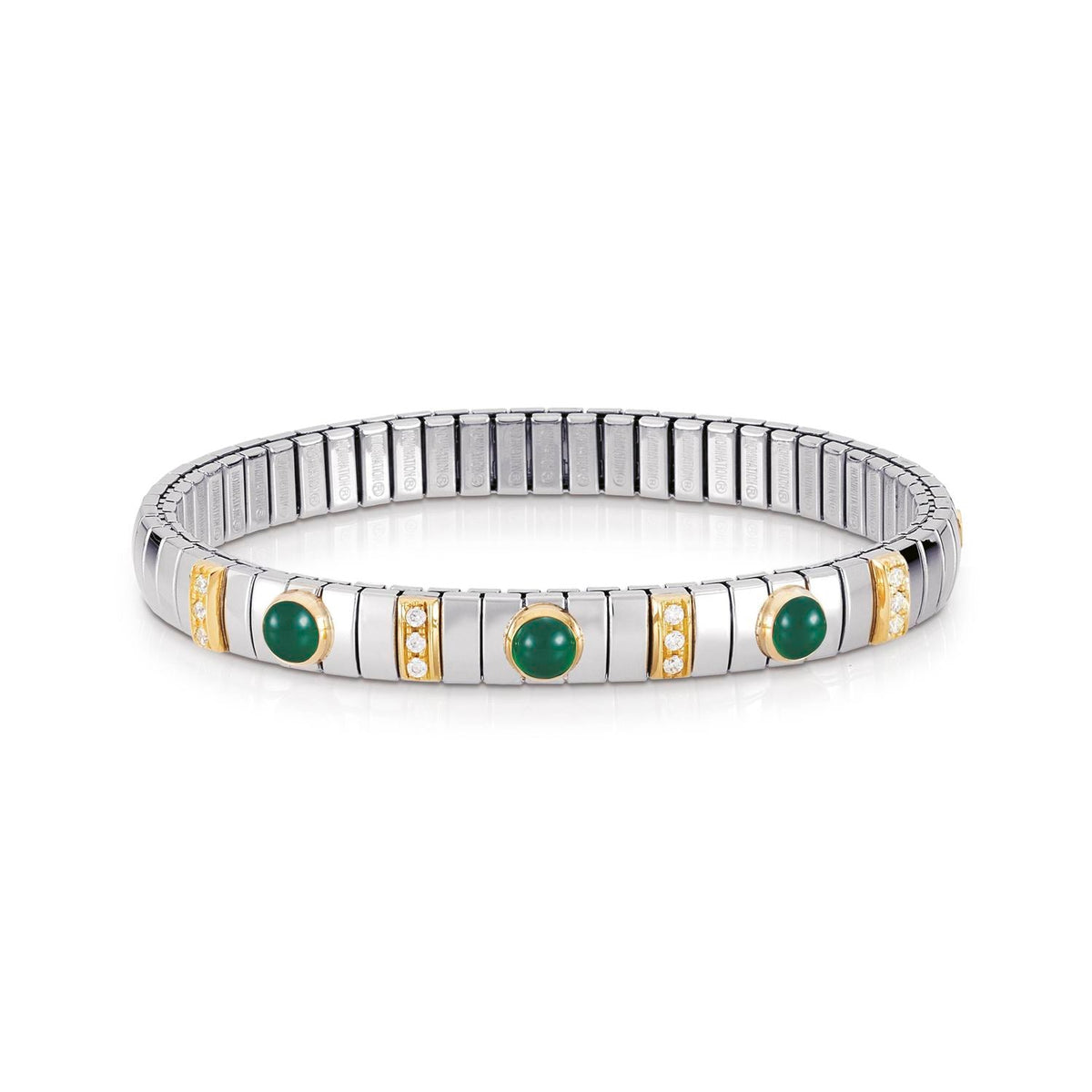 Nomination Armbander N,Y, SMALL Edelstahl, 18K-Gold, Cub, Zirc und Edelsteinen (003_ACHAT GRUN)