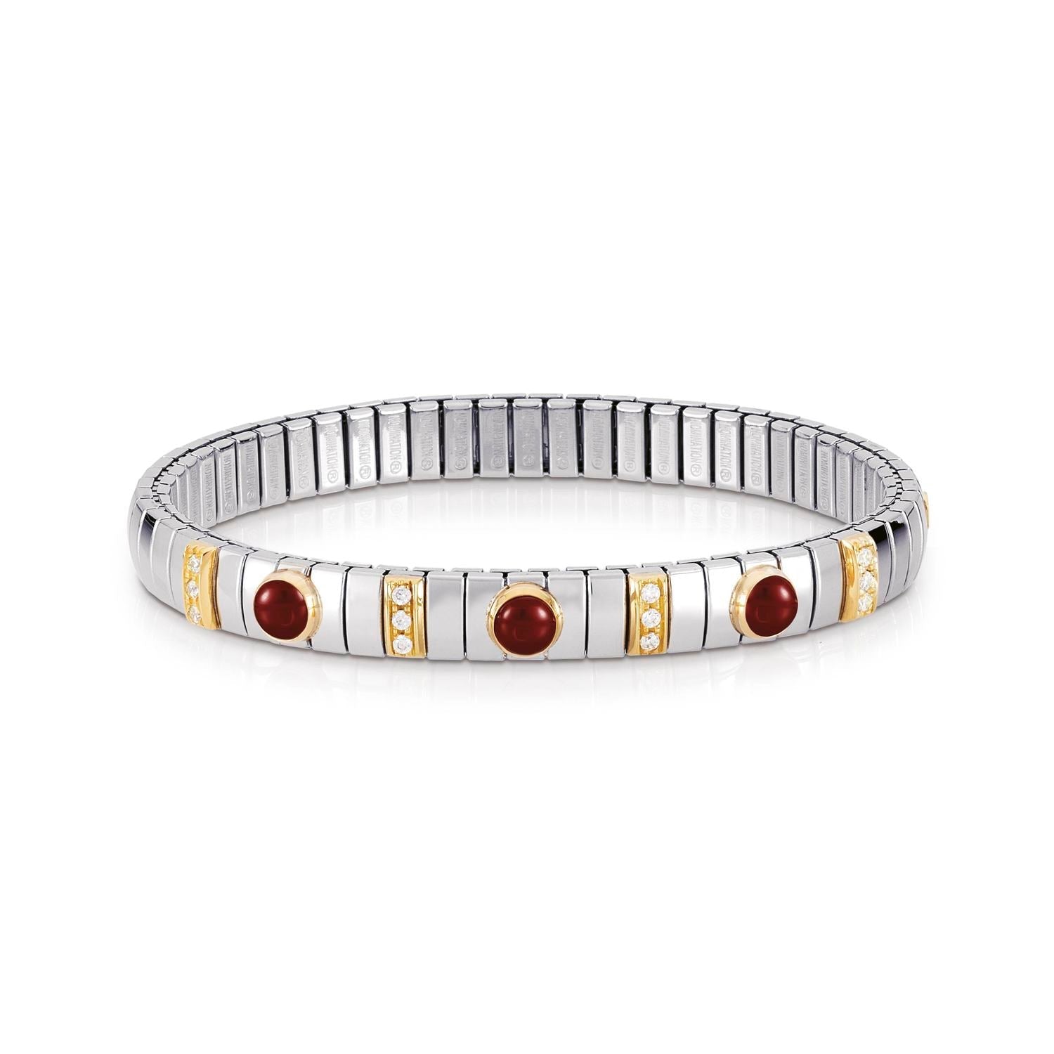 Nomination Armbander N,Y, SMALL Edelstahl, 18K-Gold, Cub, Zirc und Edelsteinen (004_ACHAT ROT)
