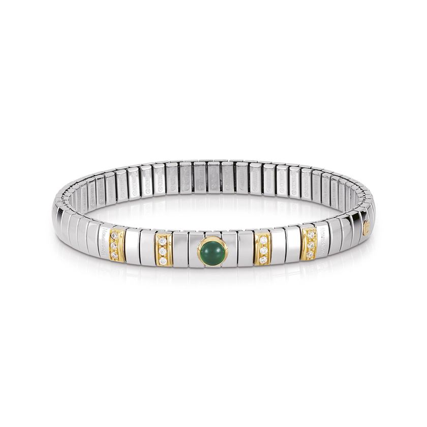 Nomination Armbander N,Y, SMALL Edelstahl, 18K-Gold, Cub, Zirc und Edelsteine (003_ACHAT GRUN)