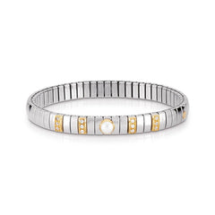 Nomination Armbander N,Y, SMALL Edelstahl, 18K-Gold, Cub, Zirc und Edelsteine (013_Weisse Perle)