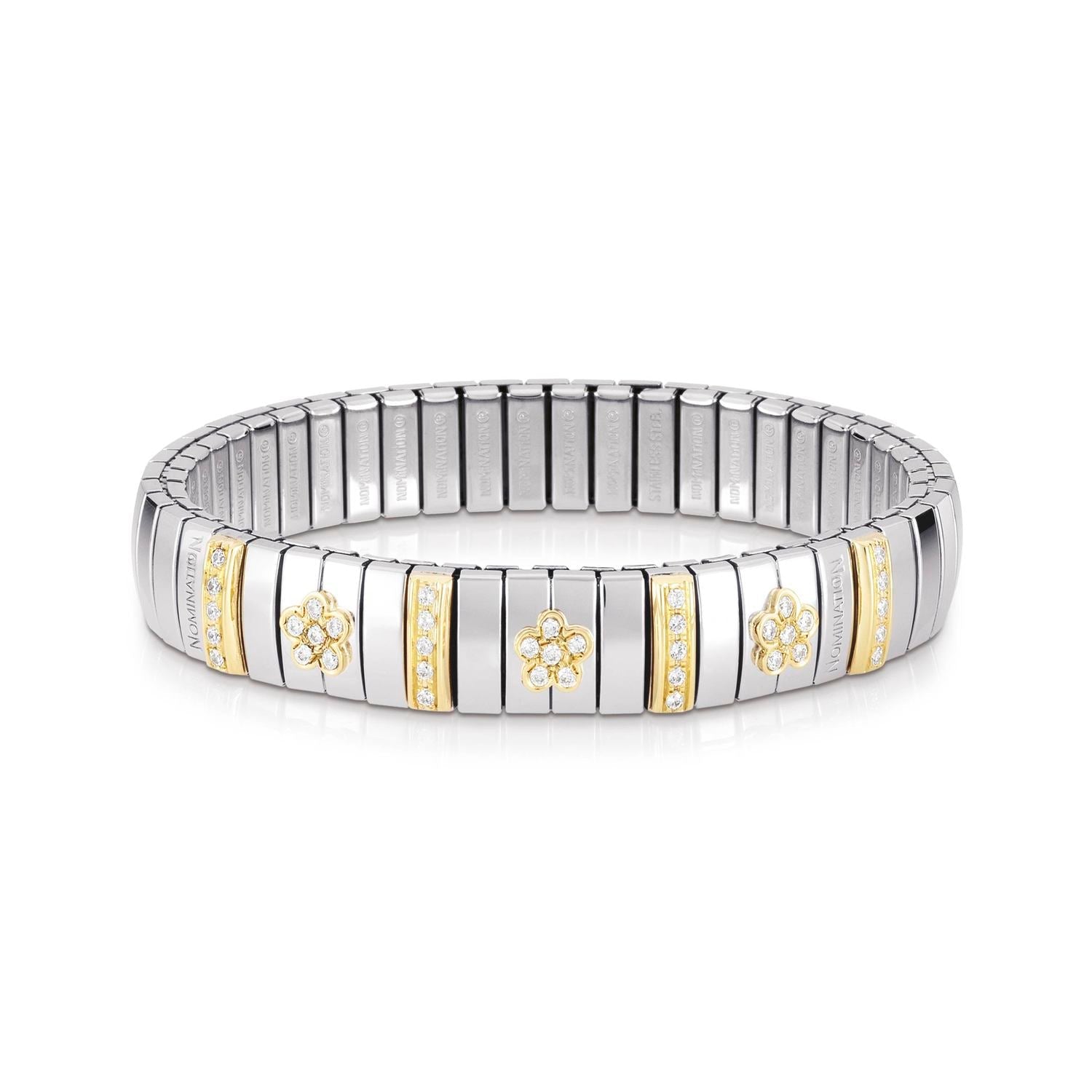 Nomination Armbander N,Y, MEDIUM aus Edelstahl, 18K-Gold und Cubic Zirconia (001_WEISS)