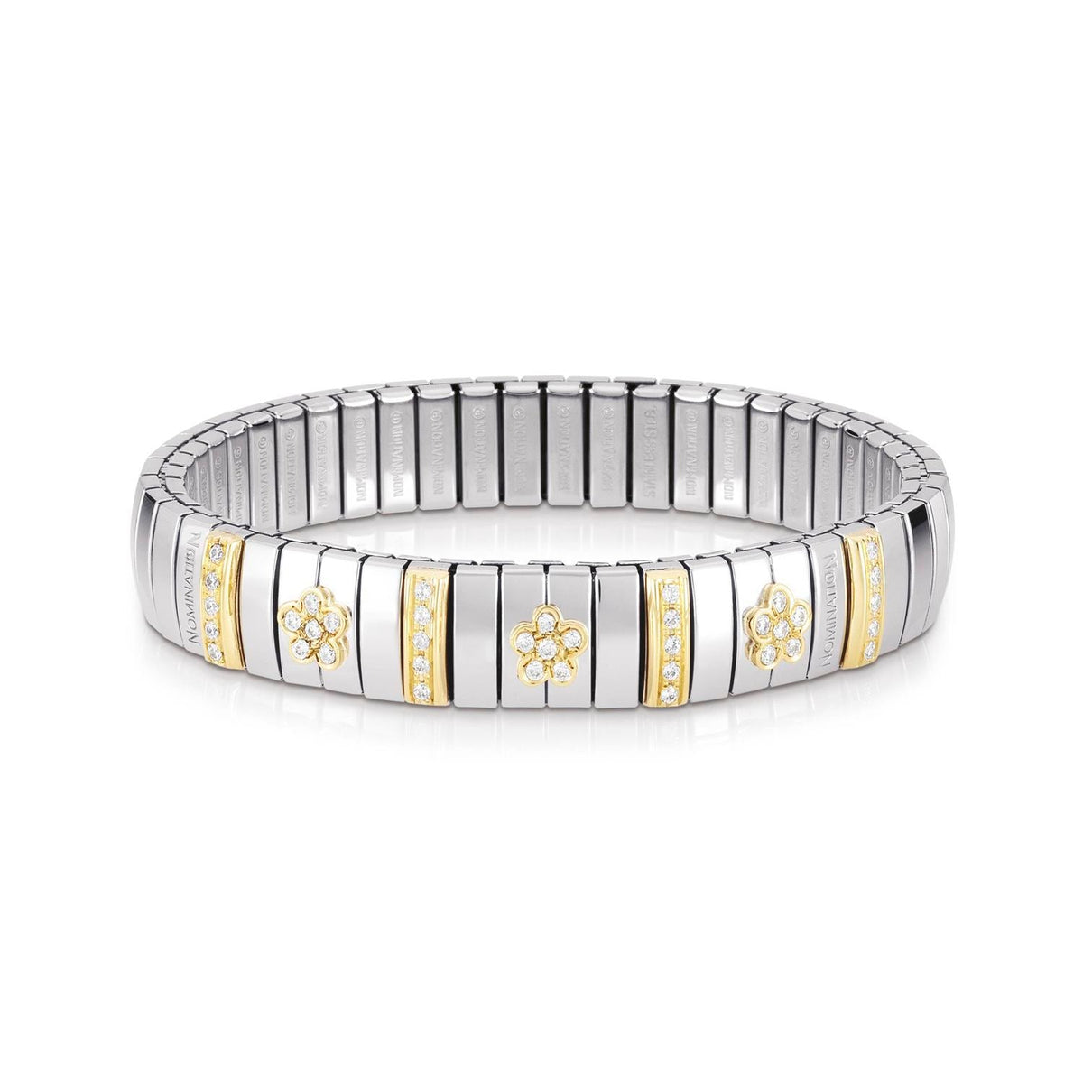 Nomination Armbander N,Y, MEDIUM aus Edelstahl, 18K-Gold und Cubic Zirconia (001_WEISS)