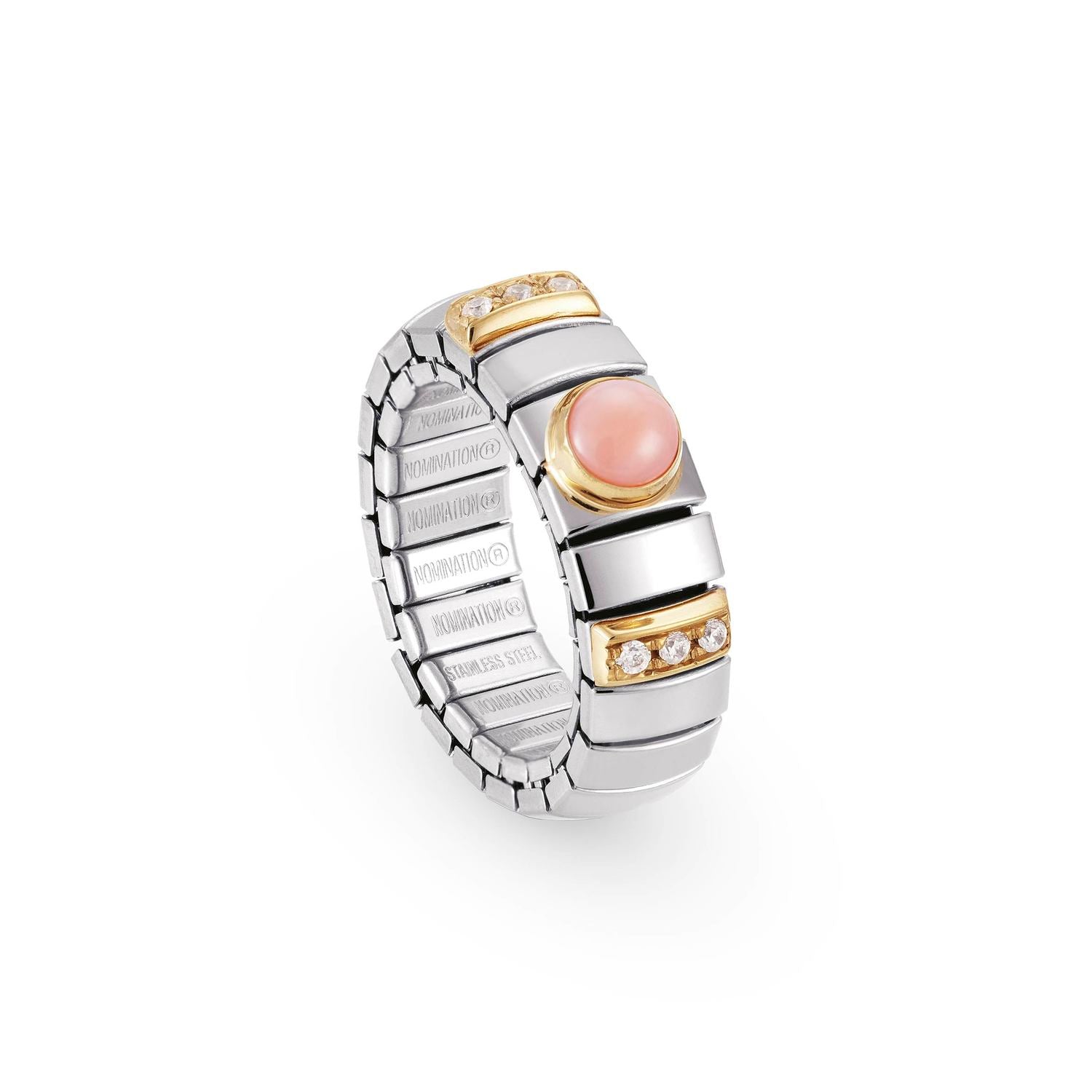 Nomination Ringe N,Y, SMALL aus Edelstahl, 18K-Gold, Cub, Zirc und Edelsteinen (010_KORALLE ROSA)