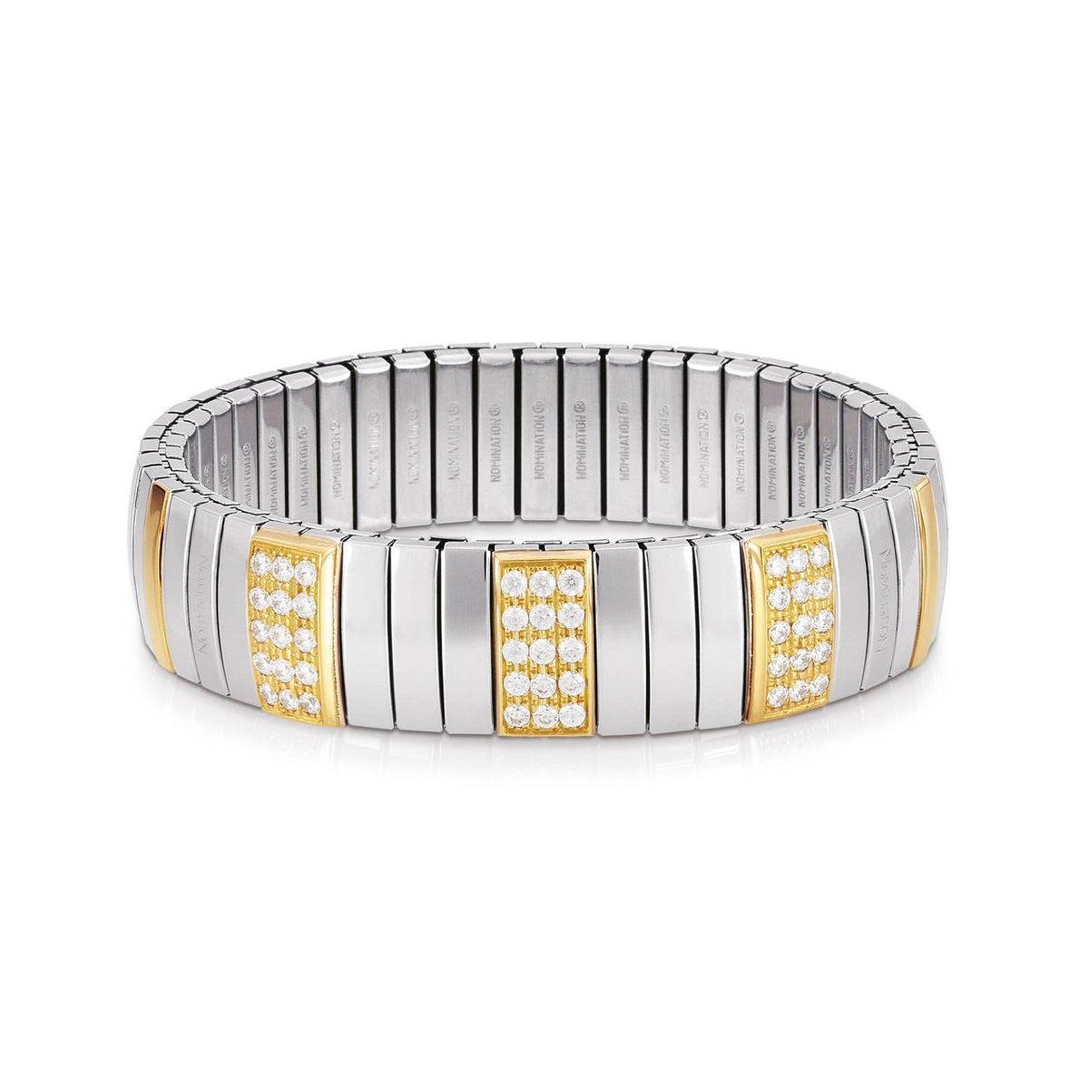 Nomination Armbander N,Y, EXTRA LARGE Edelstahl, 18K-Gold und Cubic Zirconia (001_WEISS)