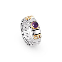 Nomination Ringe N,Y,  SMALL Edelstahl, 18K-Gold, Cub, Z, und Halbedelst, (002_AMETHYST)