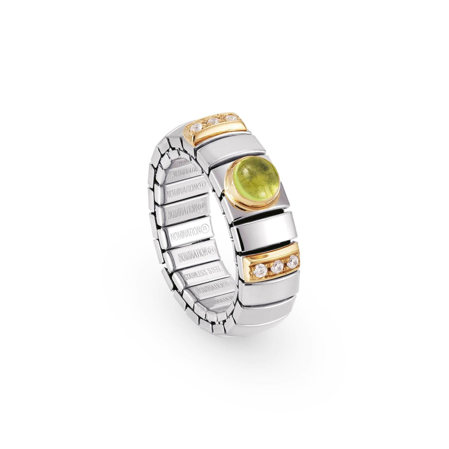 Nomination Ringe N,Y,  SMALL Edelstahl, 18K-Gold, Cub, Z, und Halbedelst, (005_PERIDOT)