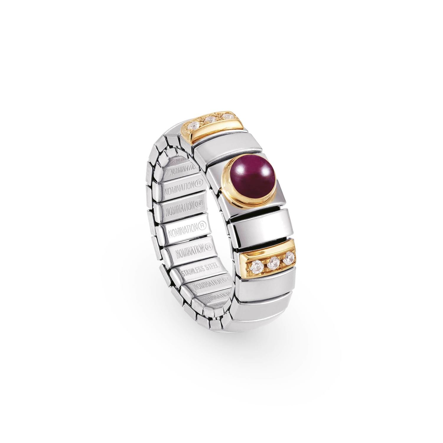 Nomination Ringe N,Y,  SMALL Edelstahl, 18K-Gold, Cub, Z, und Halbedelst, (010_RUBIN)