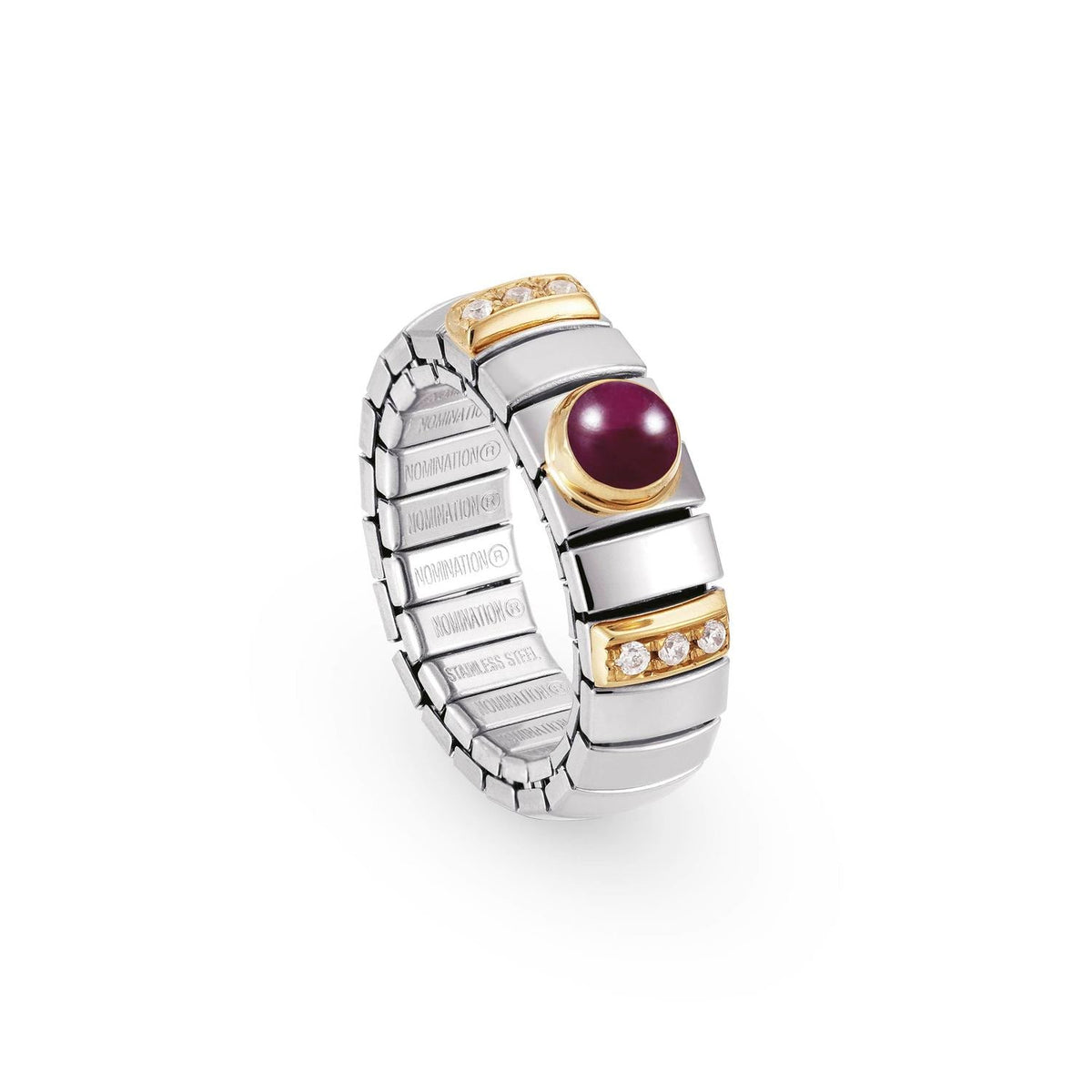 Nomination Ringe N,Y,  SMALL Edelstahl, 18K-Gold, Cub, Z, und Halbedelst, (010_RUBIN)