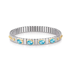 Nomination Armbander XTE SMALL Edelstahl und 18K-Gold  Zirkone FACETTIERT (006_HIMMELBLAU)