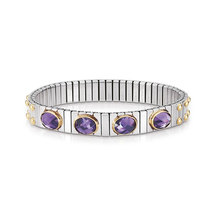 Nomination Armbander XTE MEDIUM Edelstahl und 18K-Gold  Zirkone FACETTIERT (001_VIOLETT)