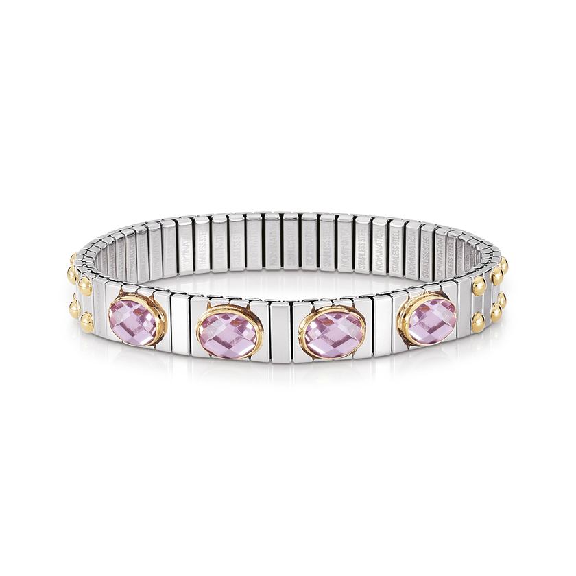 Nomination Armbander XTE MEDIUM Edelstahl und 18K-Gold  Zirkone FACETTIERT (003_ROSA)