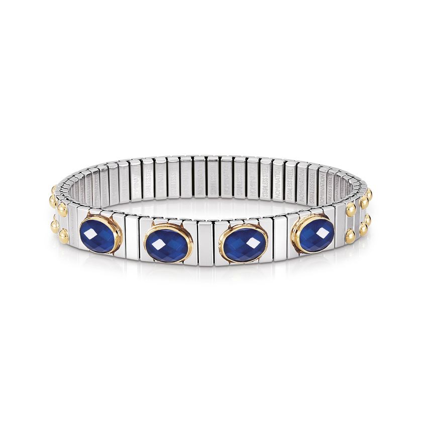Nomination Armbander XTE MEDIUM Edelstahl und 18K-Gold  Zirkone FACETTIERT (007_BLAU)