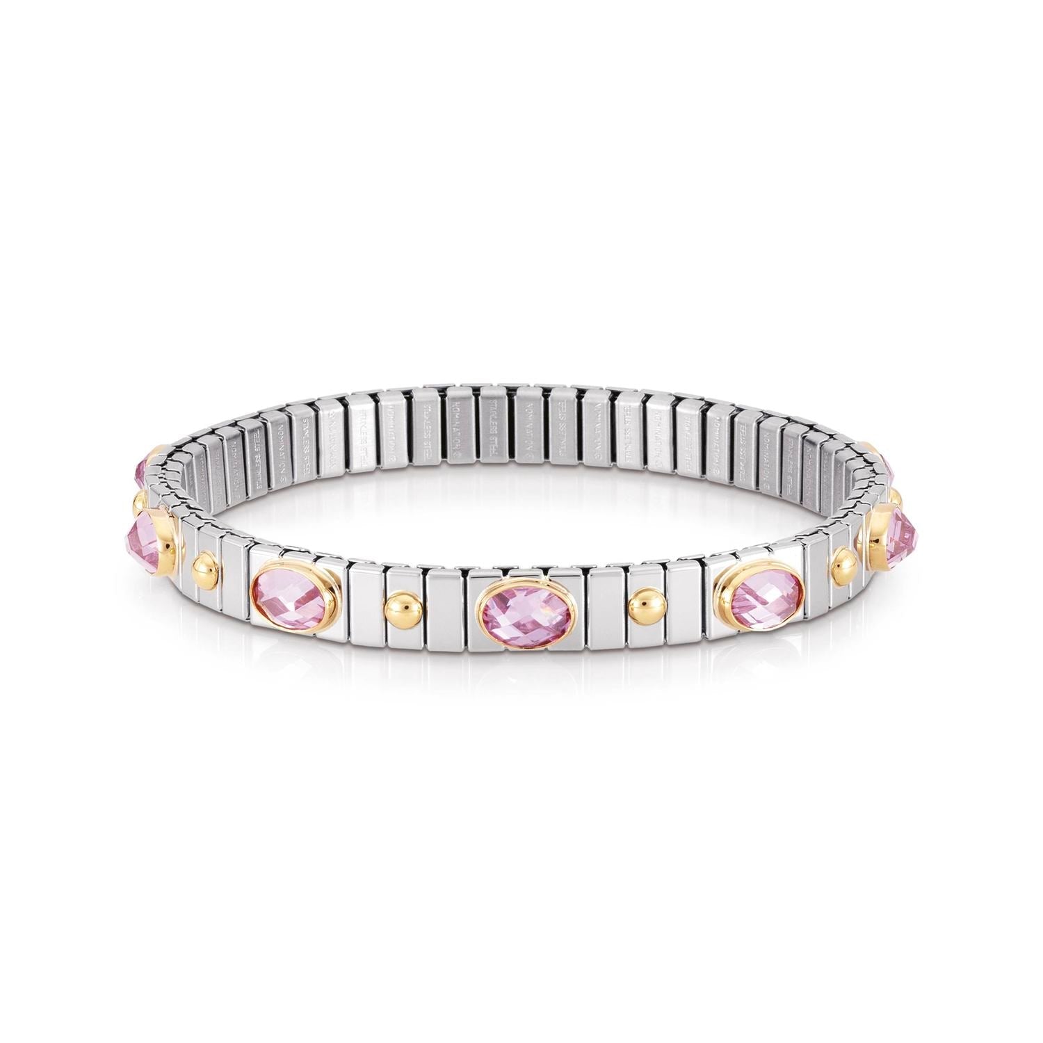 Nomination Armbander XTE SMALL Edelstahl und 18K-Gold  Zirkone FACETTIERT (003_ROSA)