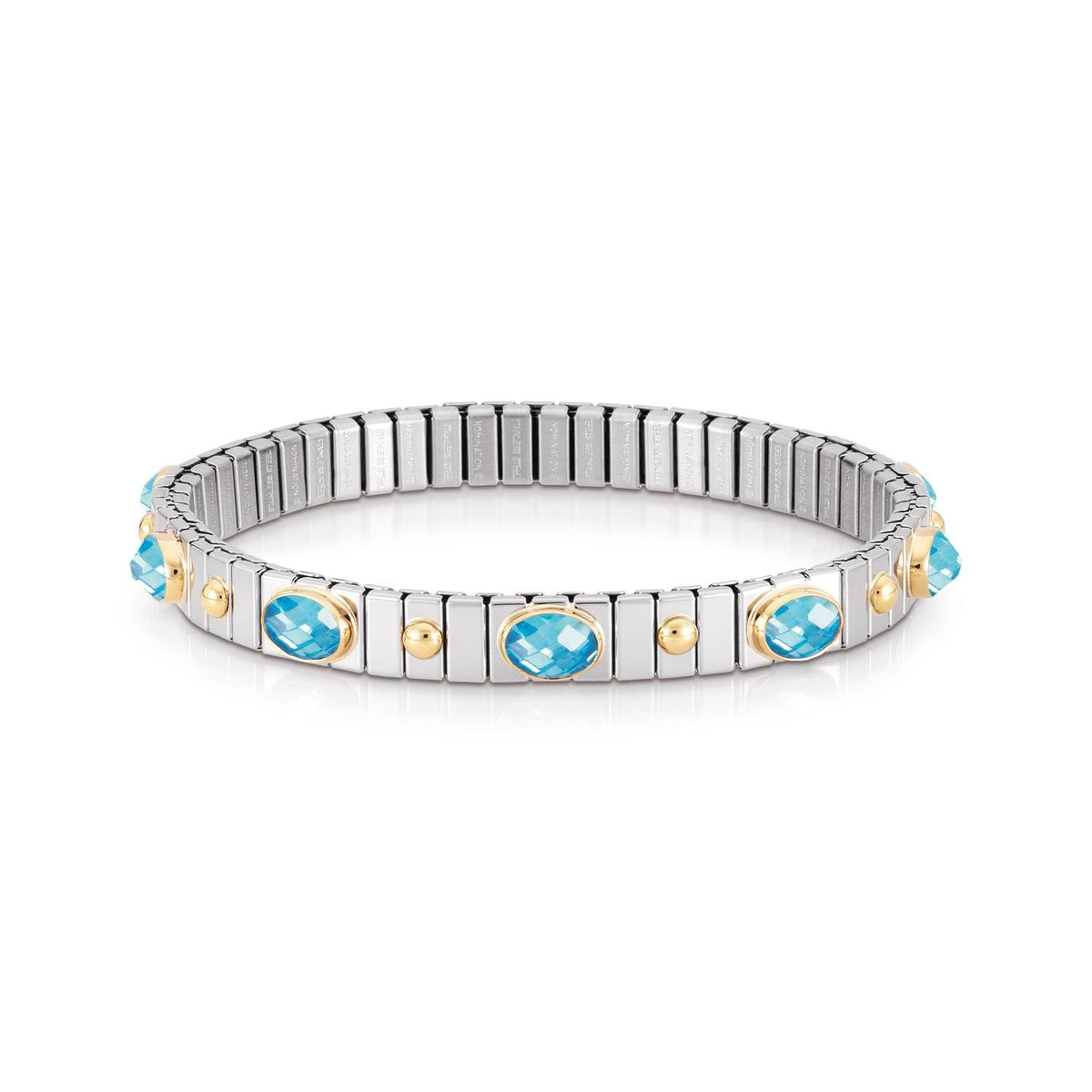 Nomination Armbander XTE SMALL Edelstahl und 18K-Gold  Zirkone FACETTIERT (006_HIMMELBLAU)