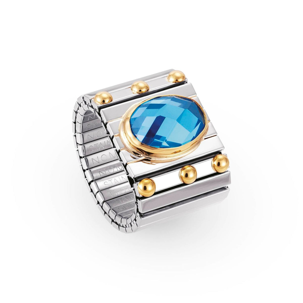 Nomination Ringe XTE EXTRA LARGE Edelstahl, 18K-Gold und FACETT, Zirkon (006_HIMMELBLAU)