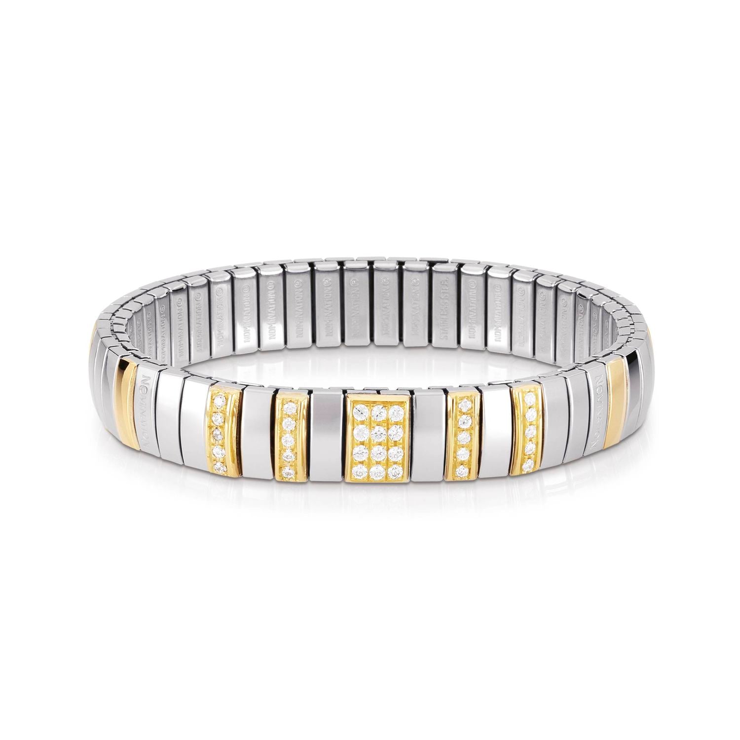 Nomination Armbander N,Y, MEDIUM Edelstahl, 18K-Gold und Cubic Zirconia (001_WEISS)