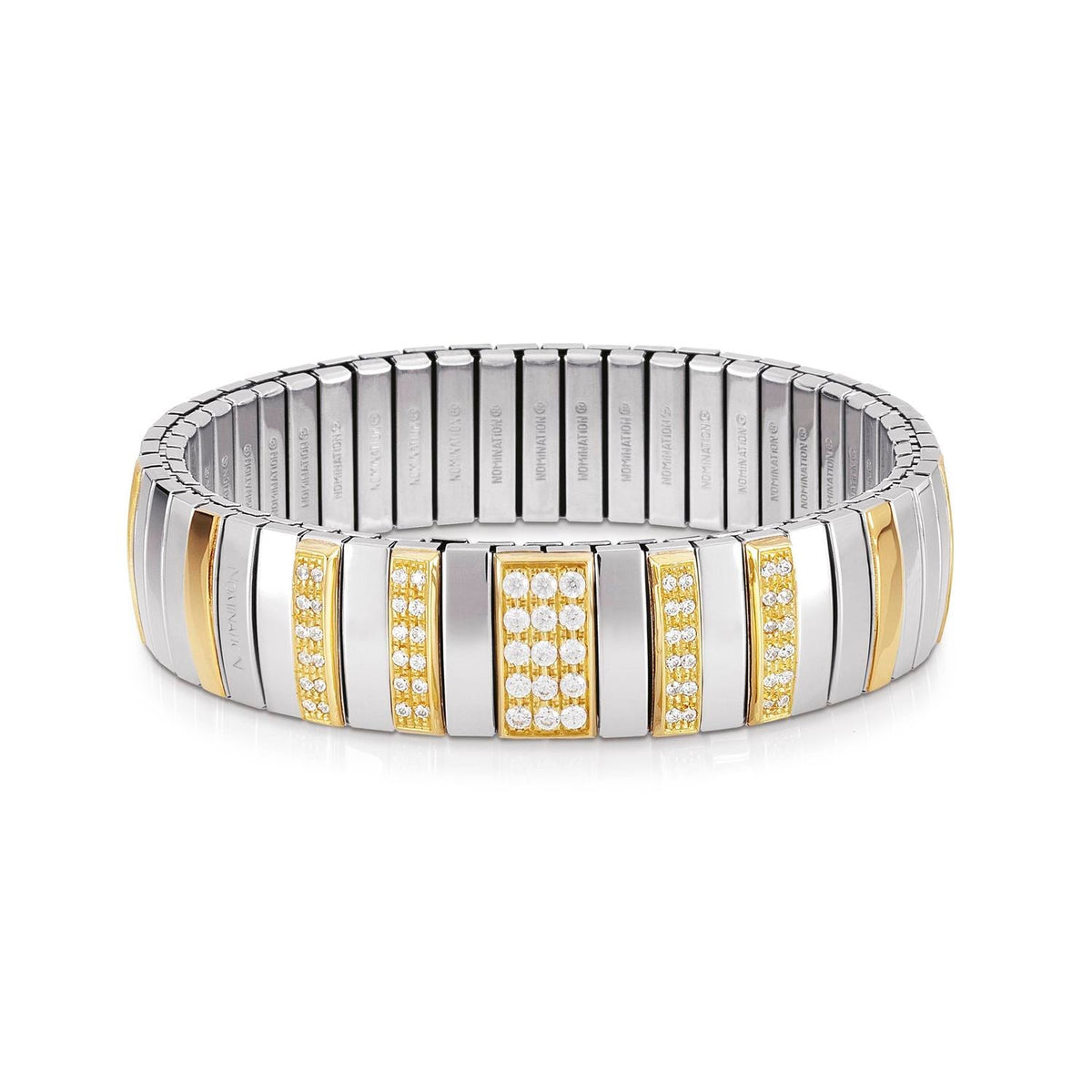 Nomination Armbander N,Y, EXTRA LARGE Edelstahl, 18K-Gold und Cubic Zirconia (001_WEISS)
