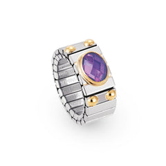 Nomination Ringe XTE MEDIUM Edelstahl, 18K-Gold und horiz, FACETTIERTEM Zirk, (001_VIOLETT)