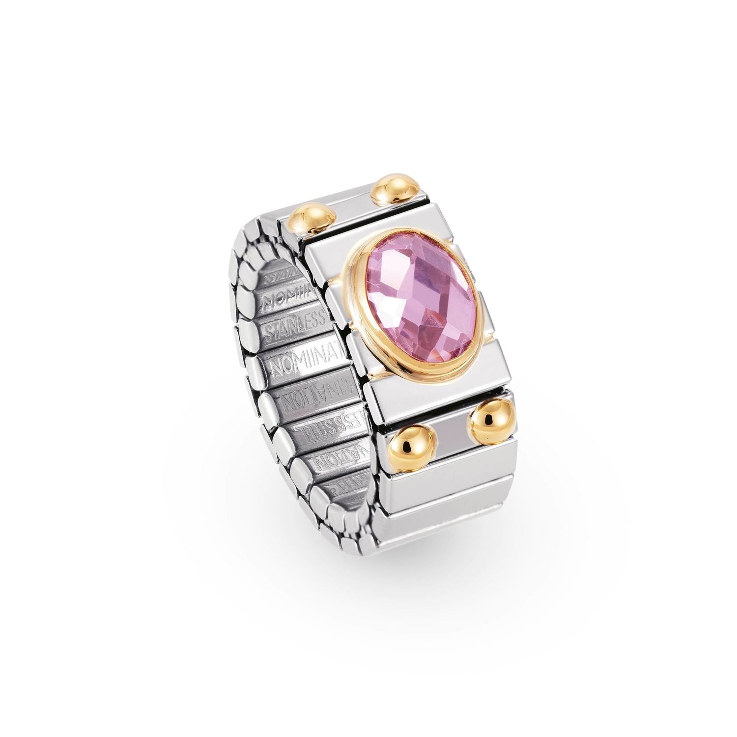 Nomination Ringe XTE MEDIUM Edelstahl, 18K-Gold und horiz, FACETTIERTEM Zirk, (003_ROSA)