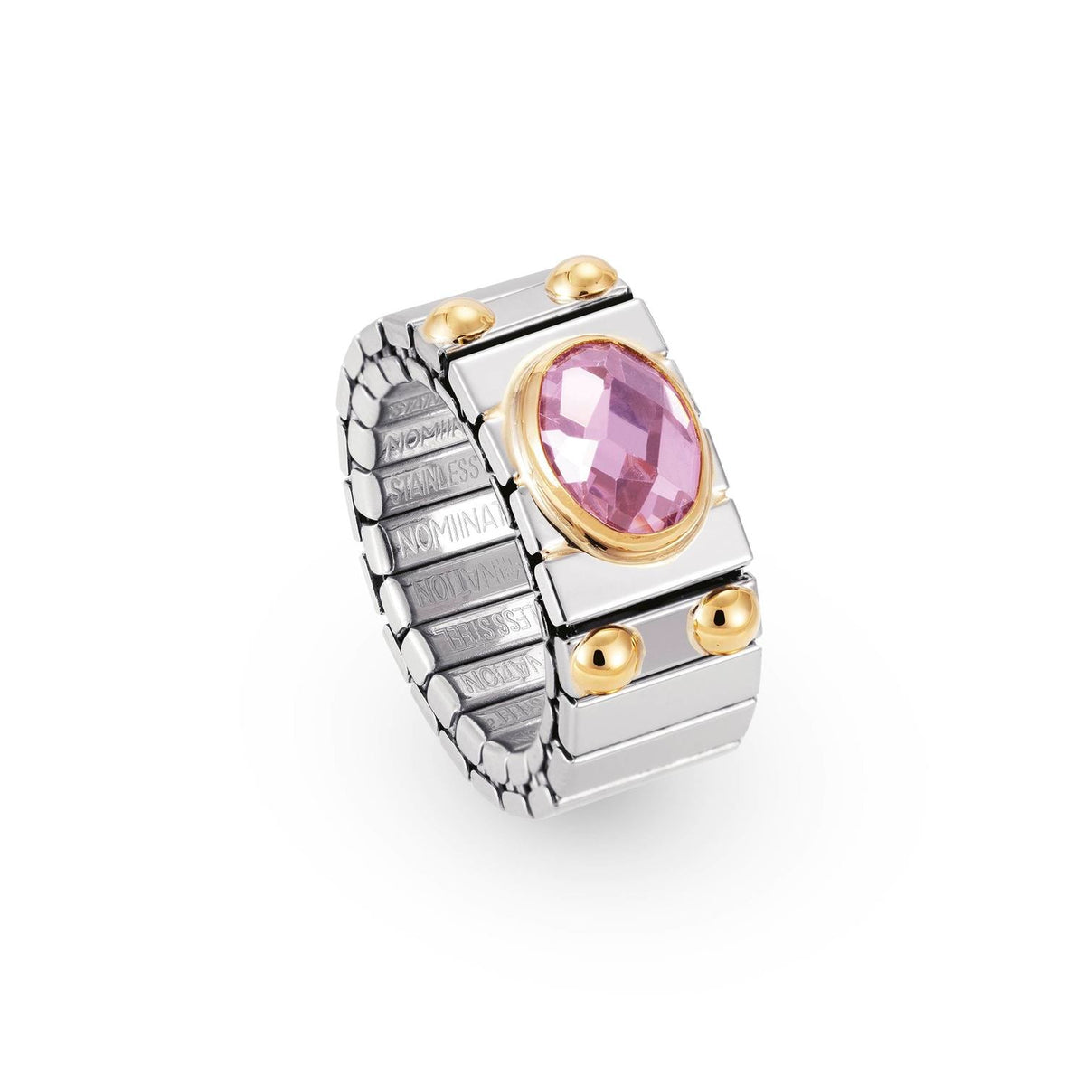 Nomination Ringe XTE MEDIUM Edelstahl, 18K-Gold und horiz, FACETTIERTEM Zirk, (003_ROSA)