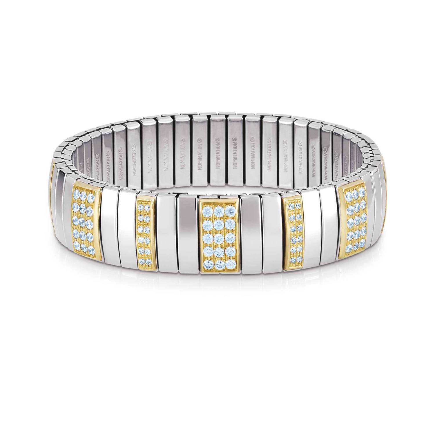 Nomination Armbander N,Y, EXTRA LARGE Edelstahl, 18K-Gold und Cubic Zirconia (003_HELLBLAU)
