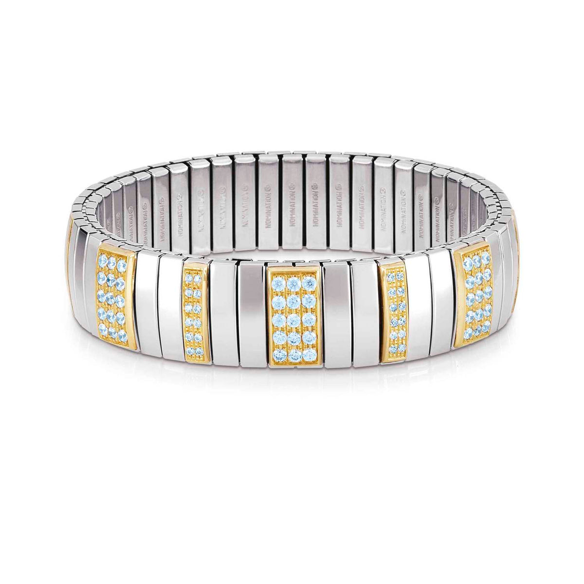 Nomination Armbander N,Y, EXTRA LARGE Edelstahl, 18K-Gold und Cubic Zirconia (003_HELLBLAU)