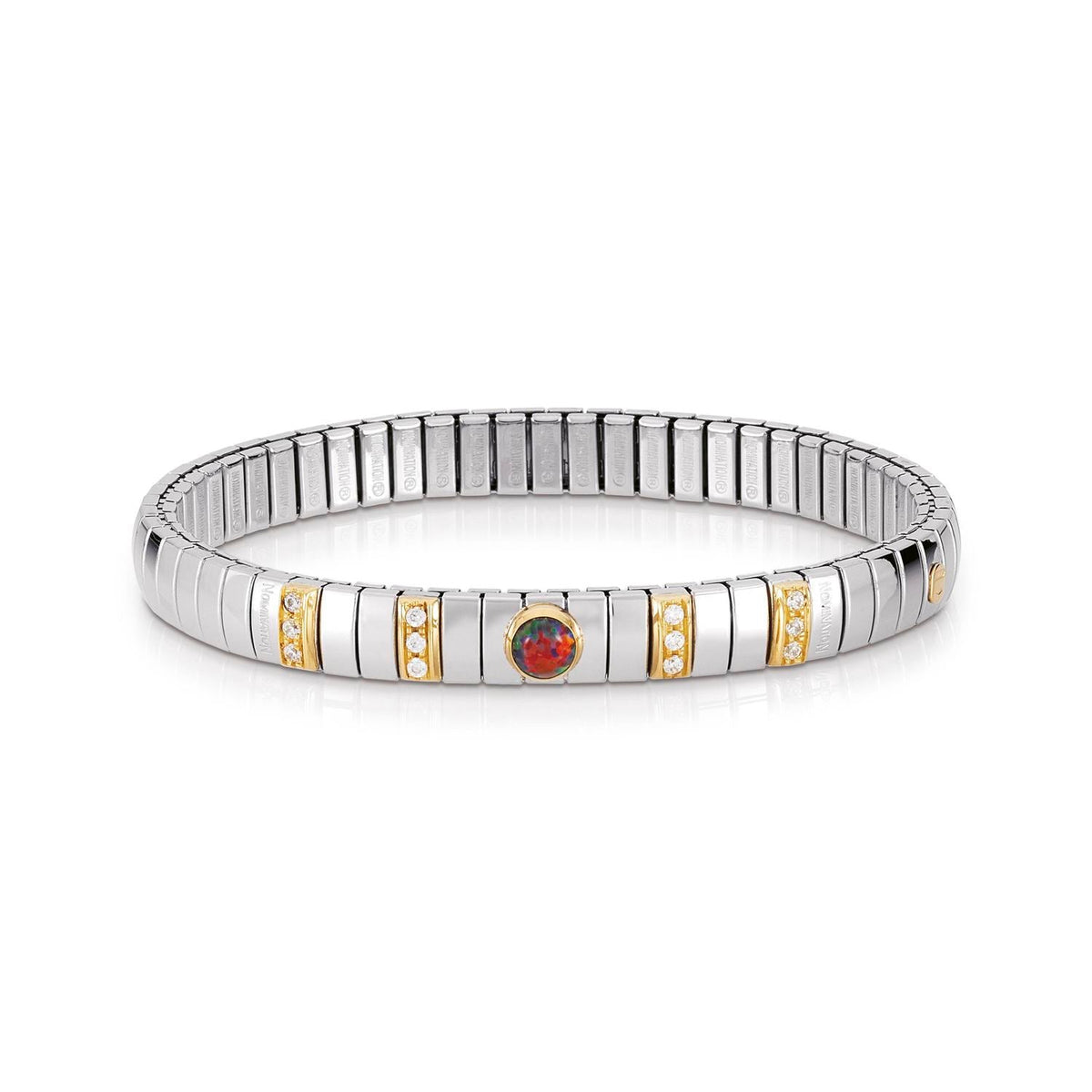 Nomination Armbander N,Y, SMALL Edelstahl, 18K-Gold, Cub, Zirc und Edelsteine (008_OPAL ROT)