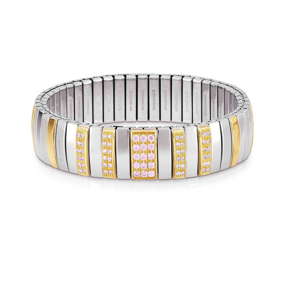 Nomination Armbander N,Y, EXTRA LARGE Edelstahl, 18K-Gold und Cubic Zirconia (002_ROSA)