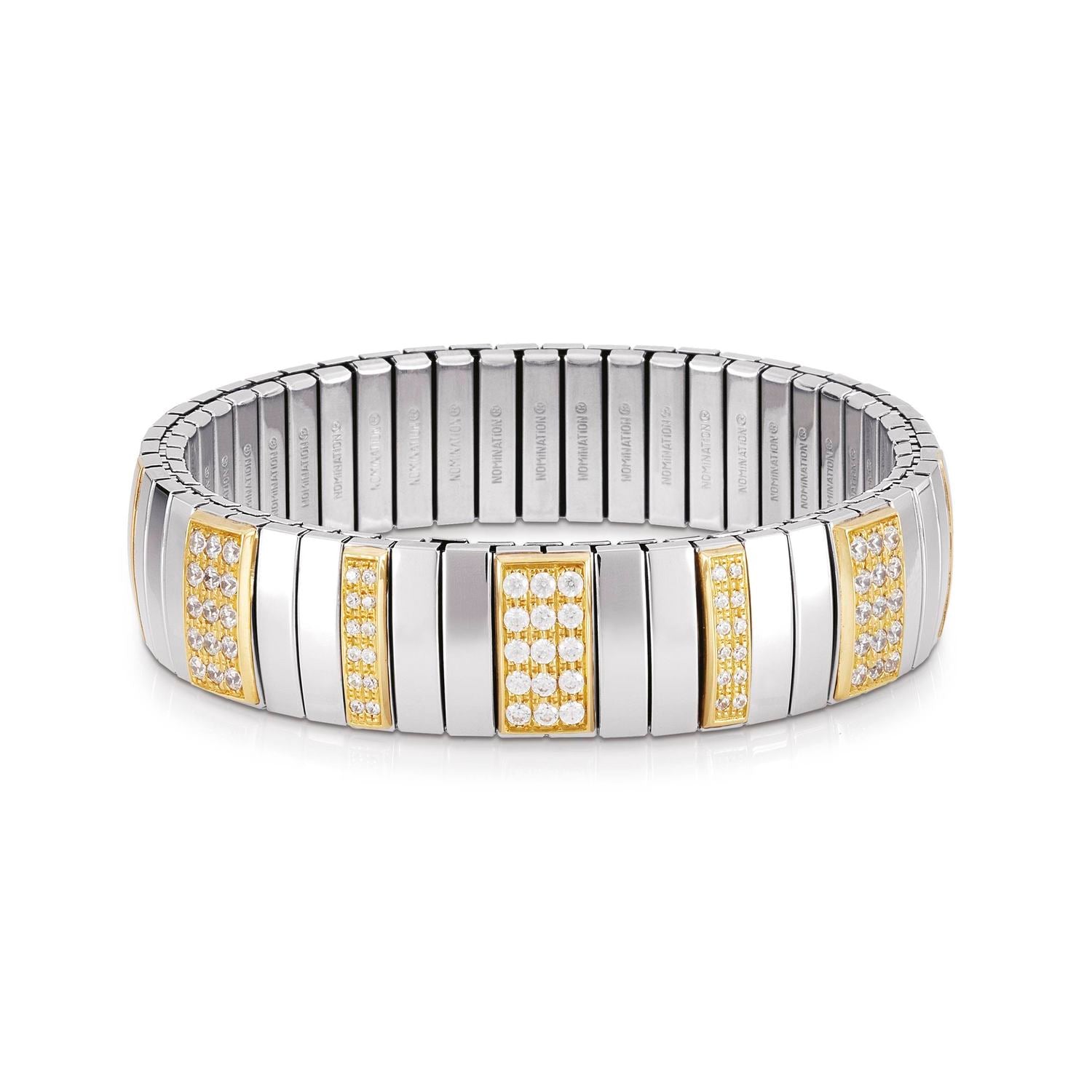 Nomination Armbander N,Y, EXTRA LARGE Edelstahl, 18K-Gold und Cubic Zirconia (001_WEISS)