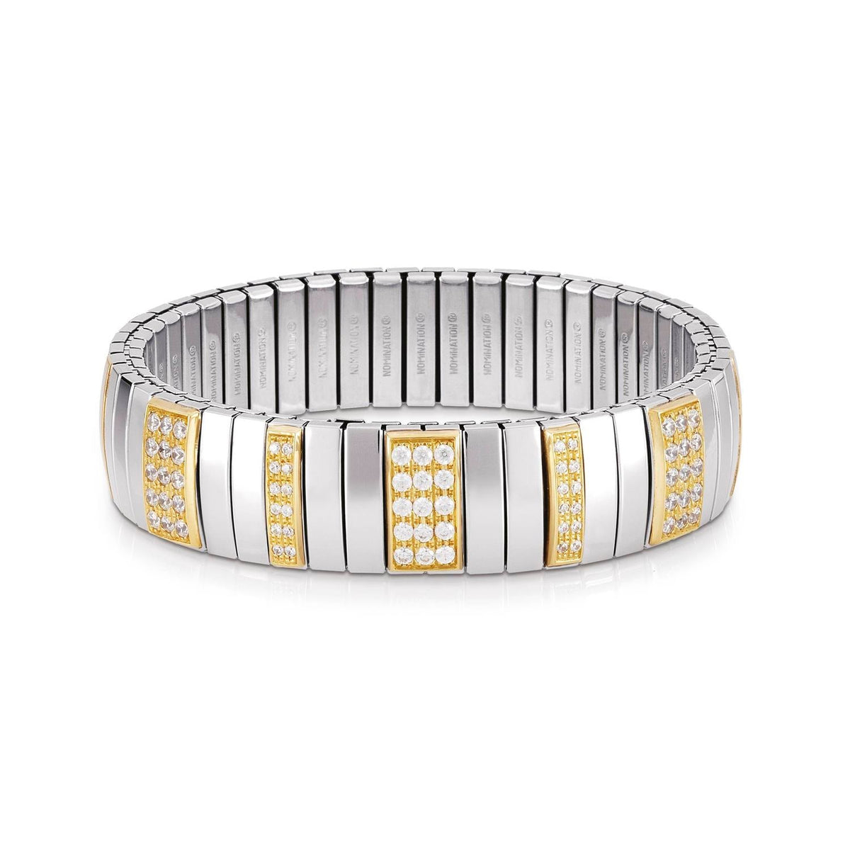 Nomination Armbander N,Y, EXTRA LARGE Edelstahl, 18K-Gold und Cubic Zirconia (001_WEISS)