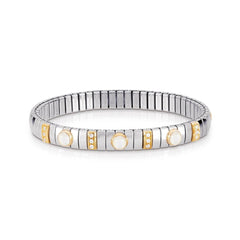 Nomination Armbander N,Y, SMALL Edelstahl, 18K-Gold, Cub, Zirc und Edelsteinen (012_PERLMUTT WEISS)