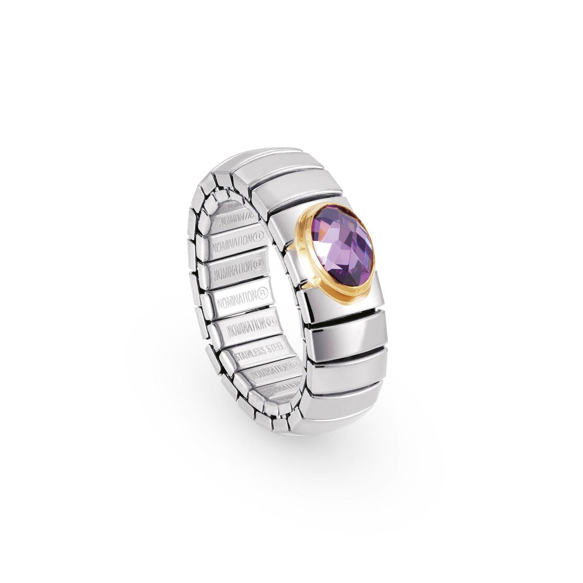 Nomination Ringe XTE SMALL aus Edelstahl und 18-K-Gold mit facettiertem Zirkon (001_VIOLETT)