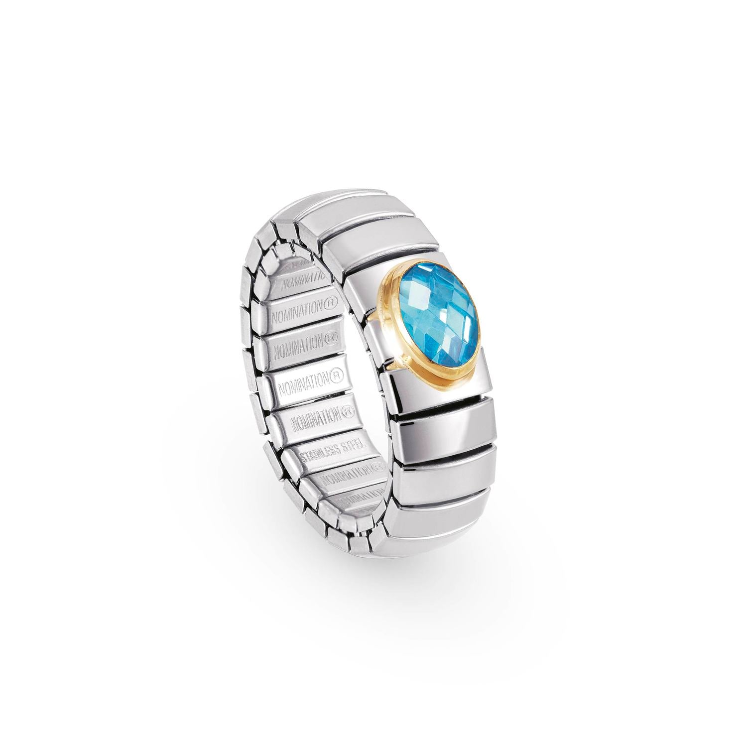Nomination Ringe XTE SMALL aus Edelstahl und 18-K-Gold mit facettiertem Zirkon (006_HIMMELBLAU)