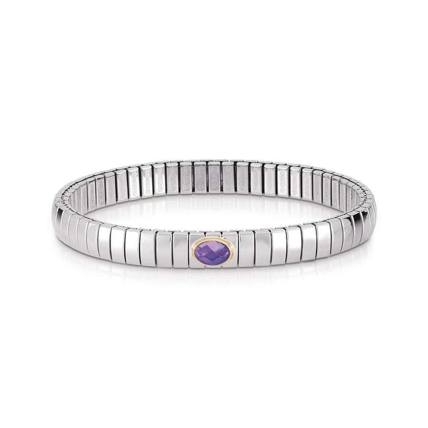 Nomination Armbaender XTE SMALL Edelstahl, 18-K-Gold u, 1 facettierten Zirkon (001_VIOLETT)