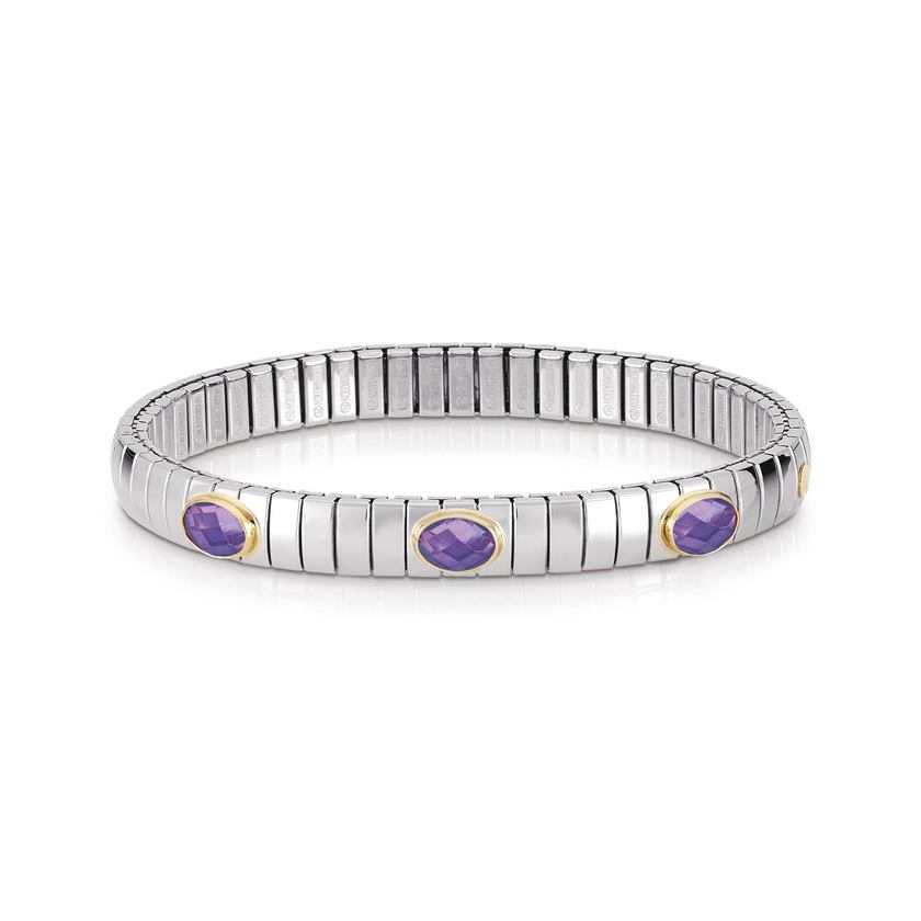 Nomination Armbaender XTE SMALL Edelstahl, 18-K-Gold u, 3 facettierten Zirkonen (001_VIOLETT)