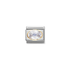 Nomination Comp, Classic CUBIC ZIRCONIA FACETTIERT Edelstahl, 18K-Gold (010_WEISS)