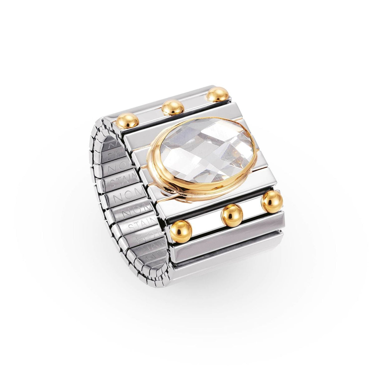 Nomination Ringe XTE EXTRA LARGE Edelstahl, 18K-Gold und FACETT, Zirkon (010_WEISS)