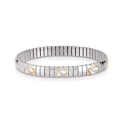 Nomination Armbaender XTE SMALL Edelstahl, 18-K-Gold u, 3 facettierten Zirkonen (010_WEISS)