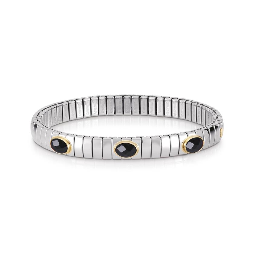Nomination Armbaender XTE SMALL Edelstahl, 18-K-Gold u, 3 facettierten Zirkonen (011_Schwarz)