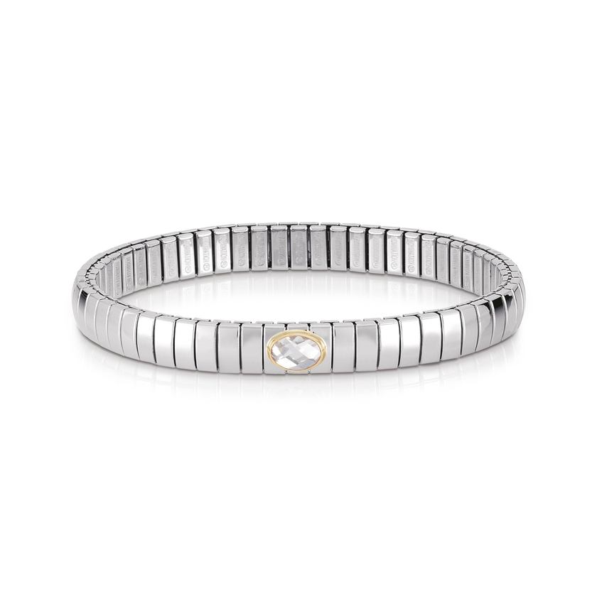 Nomination Armbaender XTE SMALL Edelstahl, 18-K-Gold u, 1 facettierten Zirkon (010_WEISS)